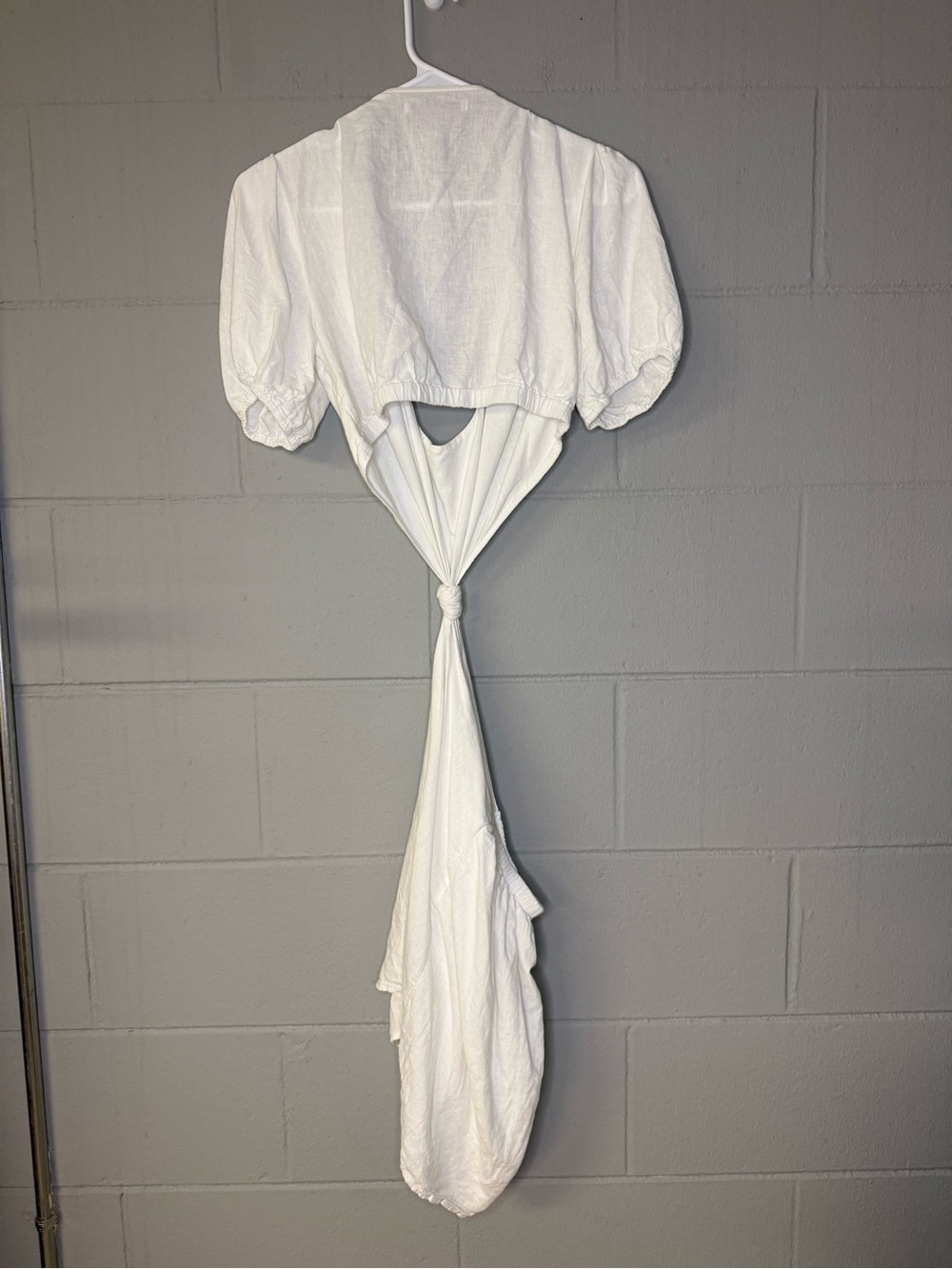 Abercrombie & Fitch Knotted Cutout Linen Blend Mini Dress in White Women’s Small - Picture 5 of 7
